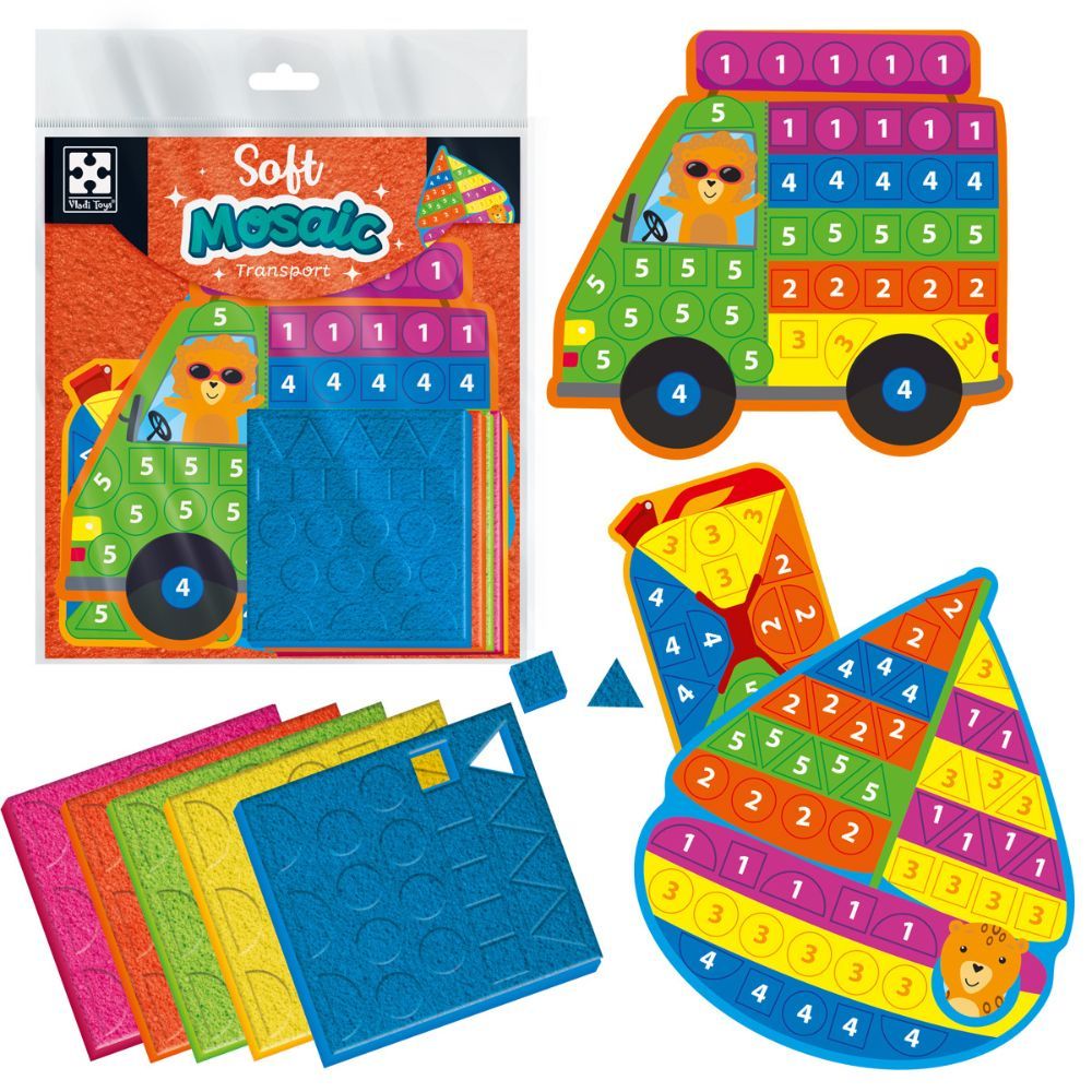 Набор для творчества с плюшевой мозаикой «Транспорт» укр  фото 1