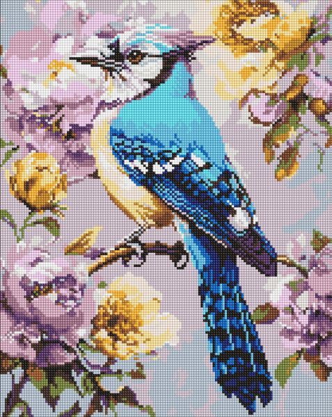 Алмазна мозаїка - "Сойка в півоніях" ©art_selena_ua, 40х50см  фото 1