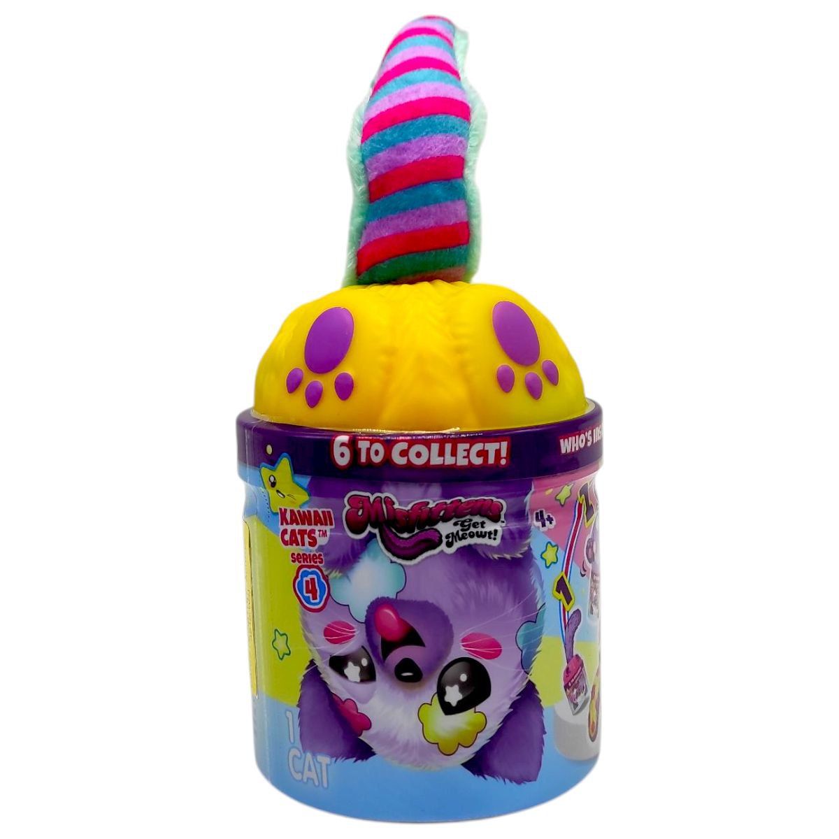 Мягкая игрушка "Misfittens Mini W4.  Котик в банке" (ЖЕЛТЫЙ)  фото 1