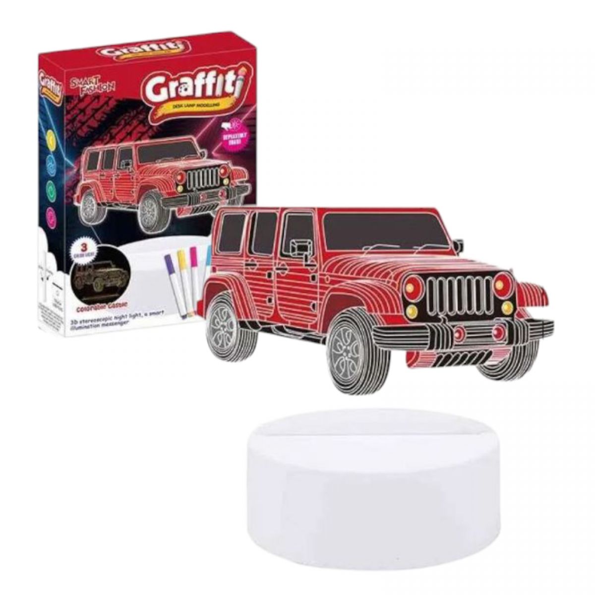 Нічник працює від мережі, підсвічування, 3 кольори світла, фломастери, USB кабель, в коробці  фото 1