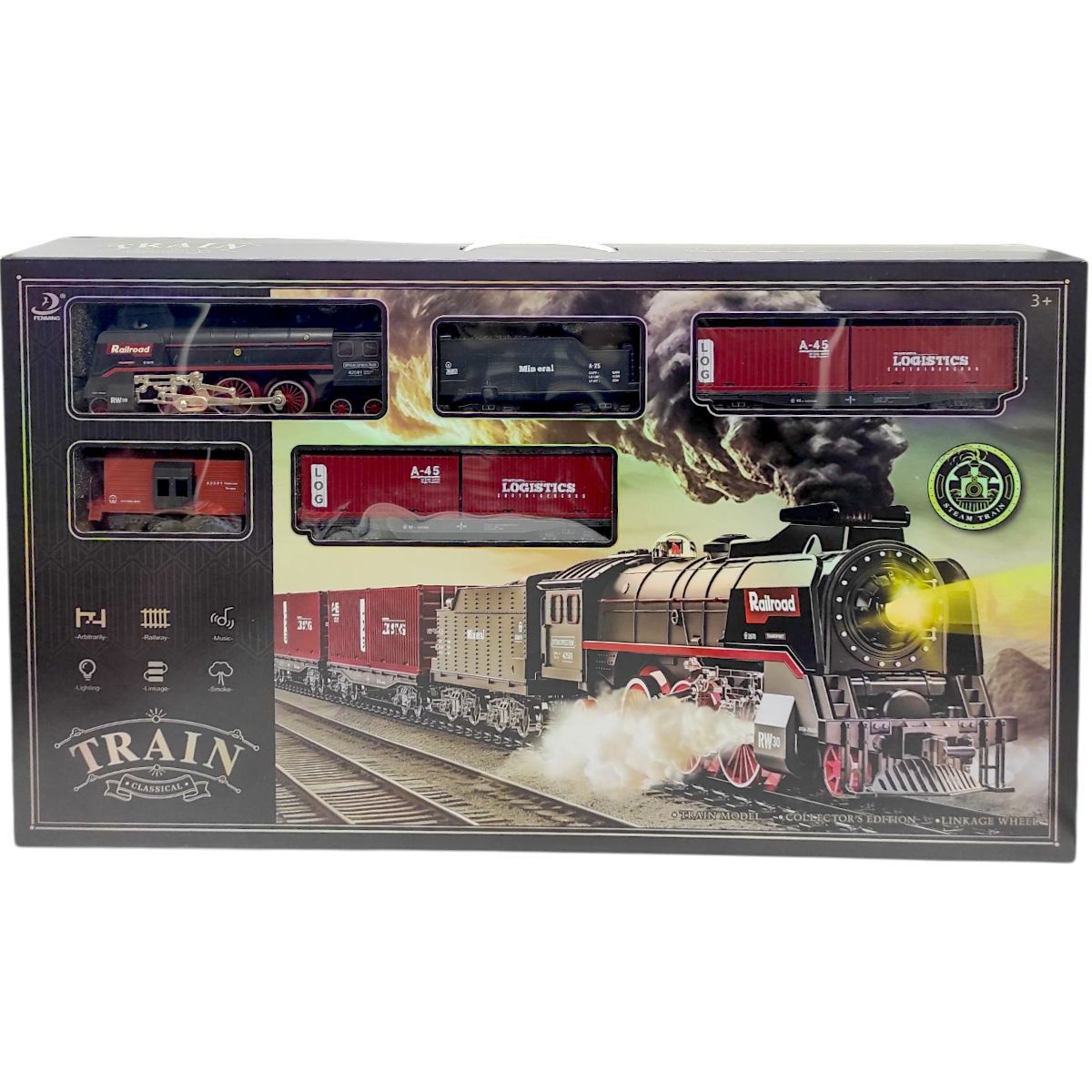 Железная дорога (5 вагонов, дорога 99х207 см, подсветка, парогенерация)  фото 1