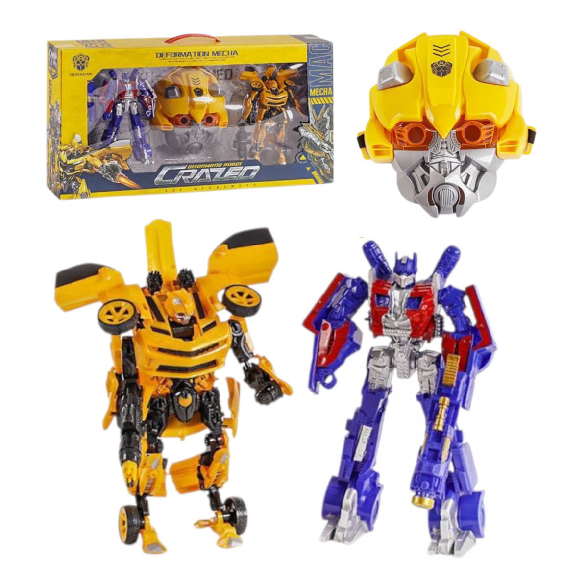 Набір трансформерів, маска і 2 робота, в коробці  фото 1