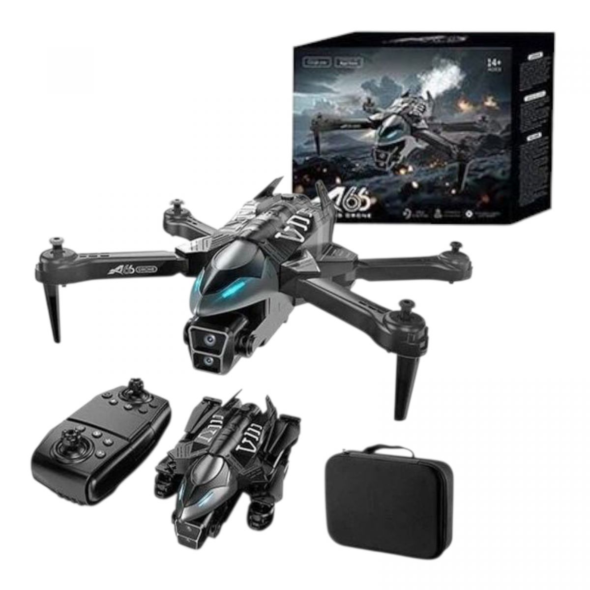 Квадрокоптер на радіокеруванні парогенерація, акумулятор, USB-кабель, викрутка, пульт, підсвічування, HD камера, сумка для зберігання, додаток, в коробці  фото 1