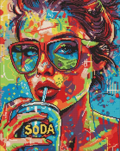 Алмазна мозаїка - "Дівчина з содовою" ©art_selena_ua, 40х50см  фото 1
