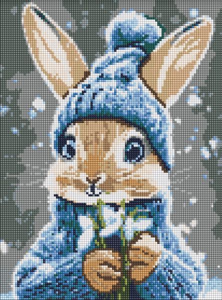 Алмазна мозаїка - "Кролик з підсніжниками" ©art_selena_ua, 30х40см  фото 1