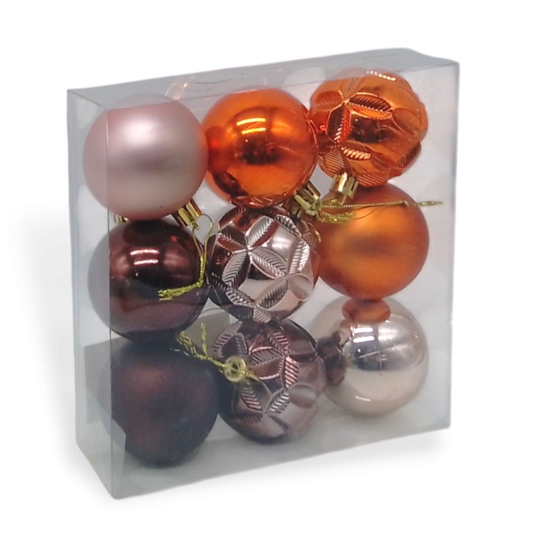Уценка.  Новорічні прикраси іграшки на ялинку, кульки, 9 штук, D=6 см, в слюді   - Повреждена упаковка  фото 1