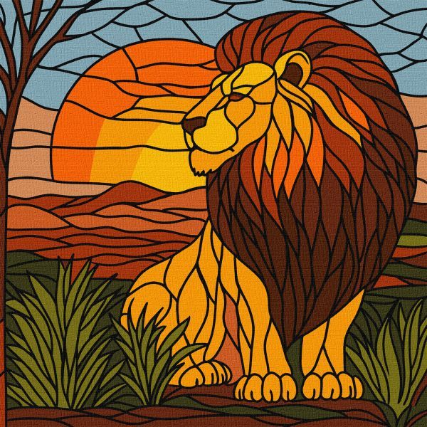 Картина за номерами - "Вітраж.  Лев" ©art_selena_ua, 30х30  фото 1
