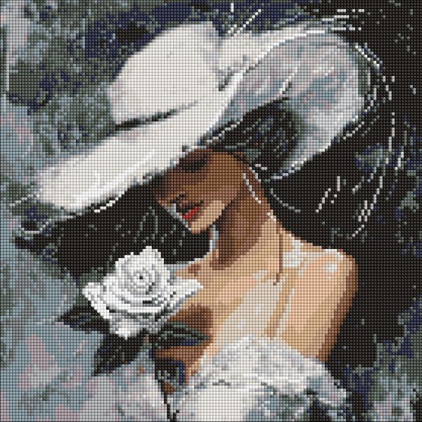 Алмазна мозаїка - "Біла троянда" ©art_selena_ua, 40х40см  фото 1