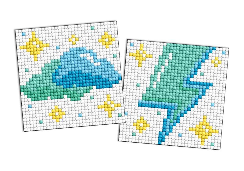 Алмазна мозаїка на магніті - "Хмара і блискавка", набір із 2 сюжетів, 9х9см  фото 1