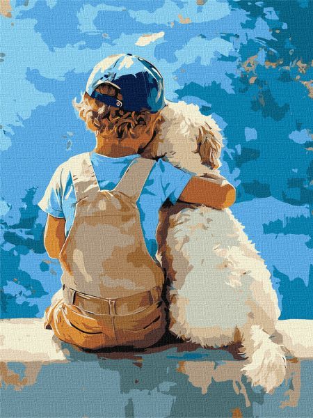 Картина за номерами - "Хлопчик та пес" ©art_selena_ua, 30х40см  фото 1