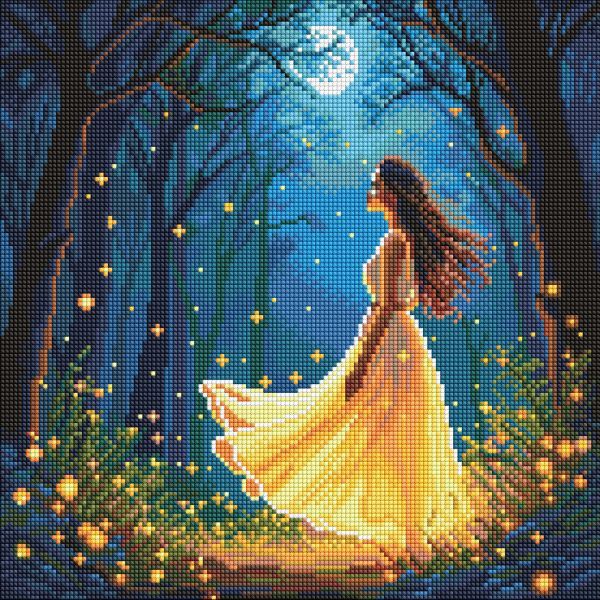 Алмазна мозаїка - "Дівчина серед світлячків" ©art_selena_ua, 40х40см  фото 1