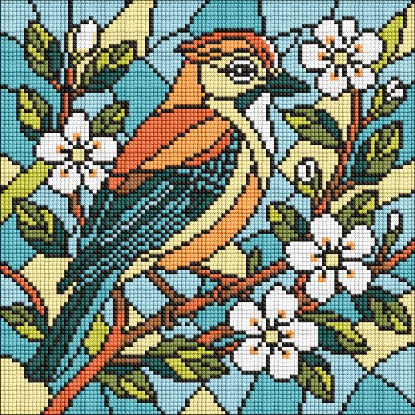 Алмазна мозаїка - "Вітраж.  Сойка" ©art_selena_ua, 30х30см  фото 1