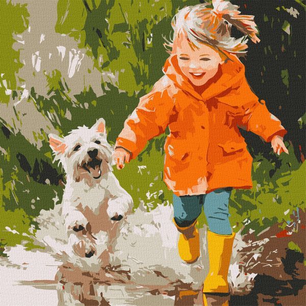 Картина за номерами - "Біг по калюжах" ©art_selena_ua, 40х40см  фото 1