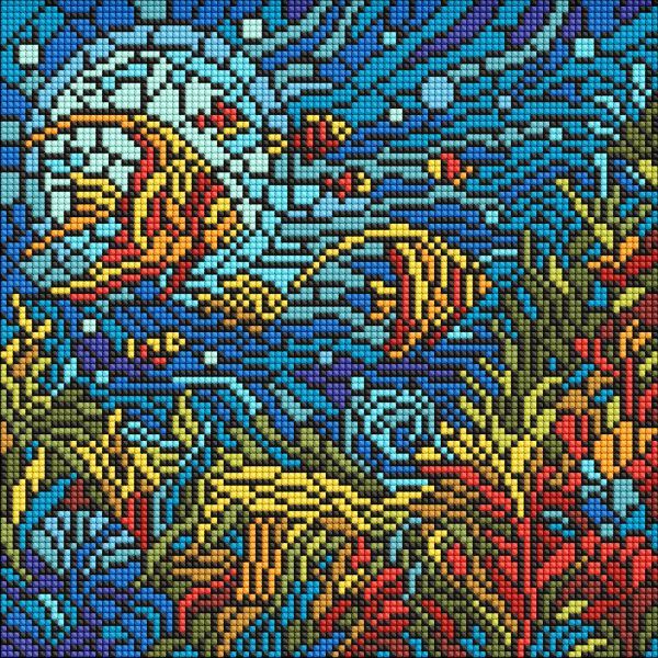 Алмазна мозаїка - "Вітраж.  Морський світ" ©art_selena_ua, 30х30см  фото 1