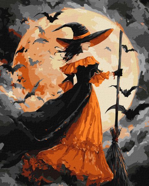 Картина за номерами - "Відьма при місяці" ©art_selena_ua, 40х50см  фото 1