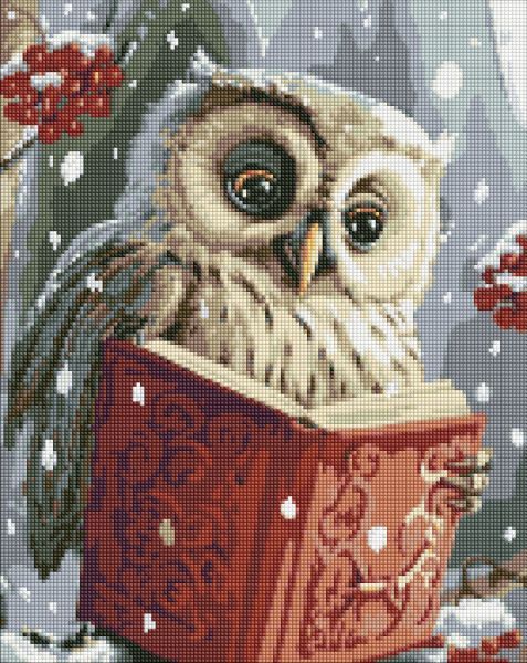 Алмазна мозаїка - "Розумна совушка з голограмними стразами" (AB) ©art_selena_ua, 40х50см  фото 1