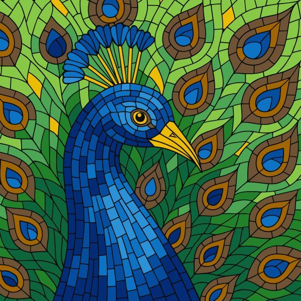 Картина за номерами - "Вітраж.  Павич" ©art_selena_ua, 30х30см  фото 1