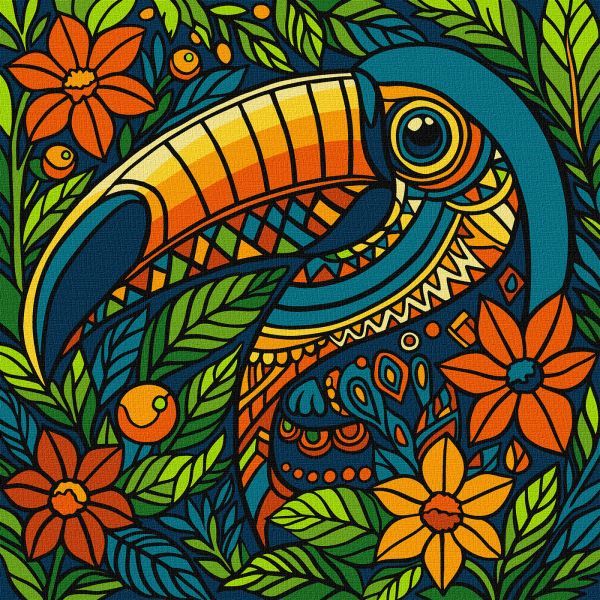 Картина за номерами - "Вітраж.  Тукан" ©art_selena_ua, 30х30см  фото 1