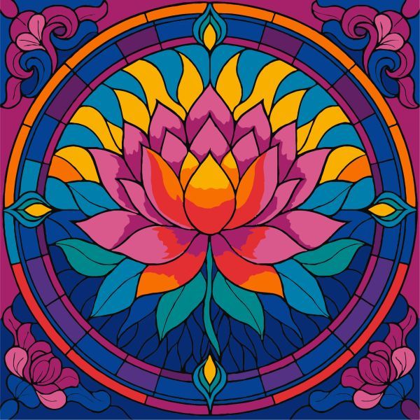 Картина за номерами - "Вітраж.  Лотос" ©art_selena_ua, 30х30см  фото 1