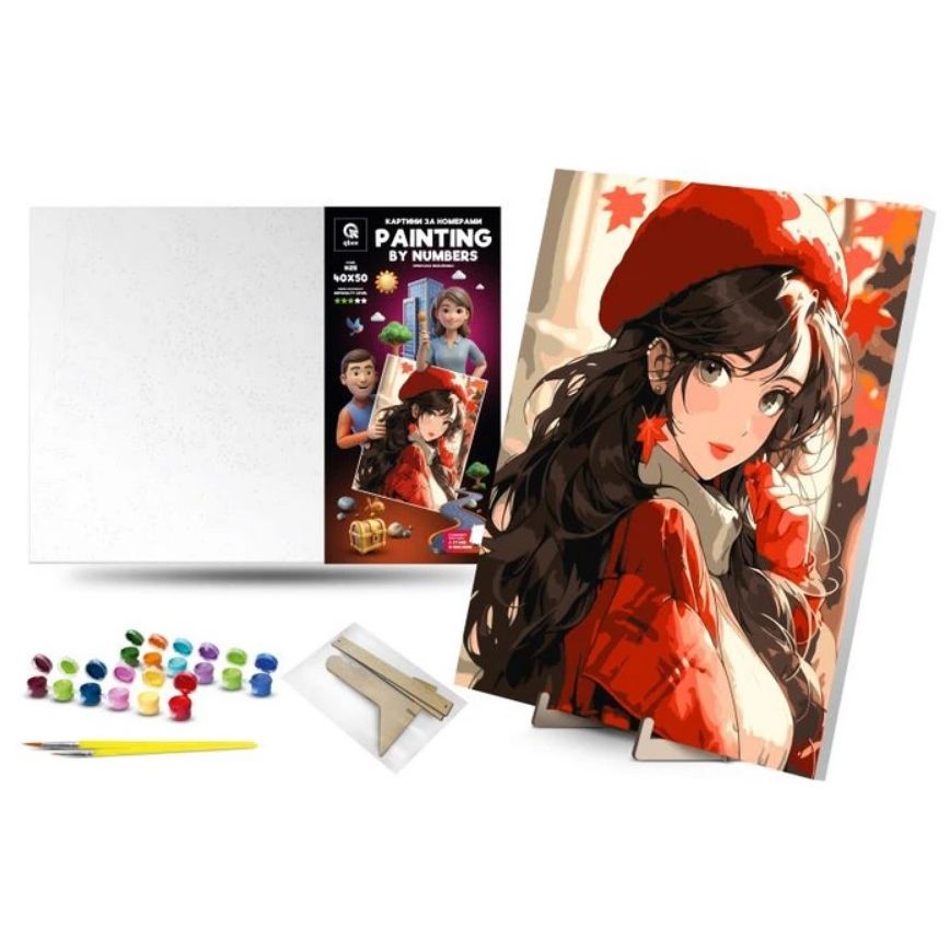 Картина по номерах 40х50 см "Прекрасна незнайомка" з деревʼяною підставкою  фото 1