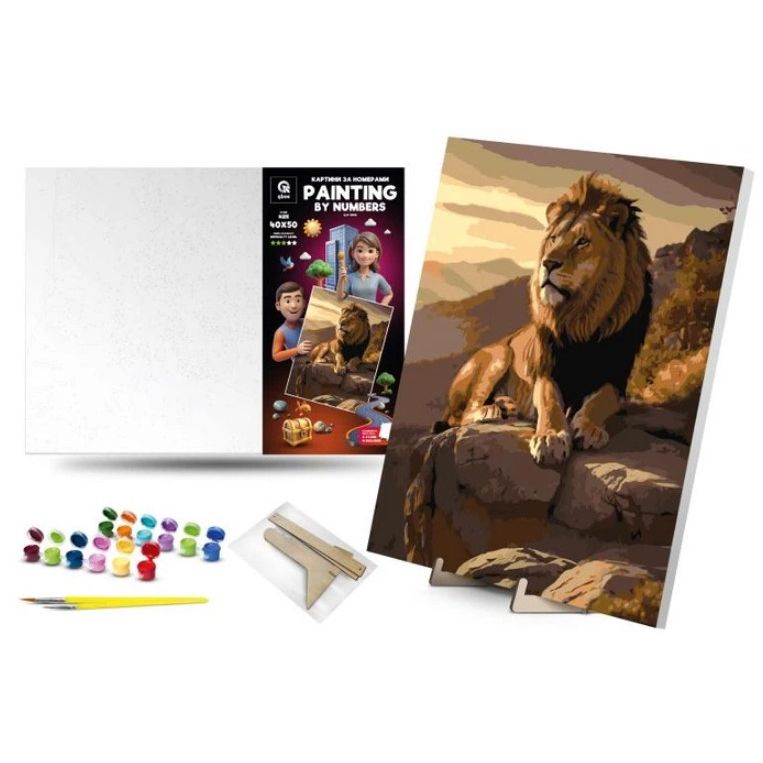 Картина по номерах 40х50 см "Цар звірів" з деревʼяною підставкою  фото 1