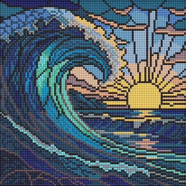 Алмазна мозаїка - "Вітраж.  Хвиля" ©art_selena_ua, 30х30см  фото 1