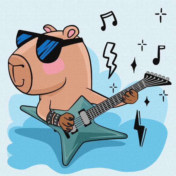 Картина за номерами - "Капібара рок-зірка", 30х30см  фото 1