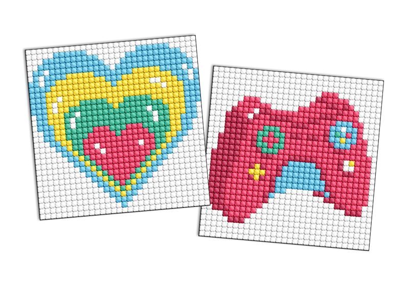 Алмазна мозаїка на стікері - "Серце і джостик", набір із 2 сюжетів, 9х9см  фото 1