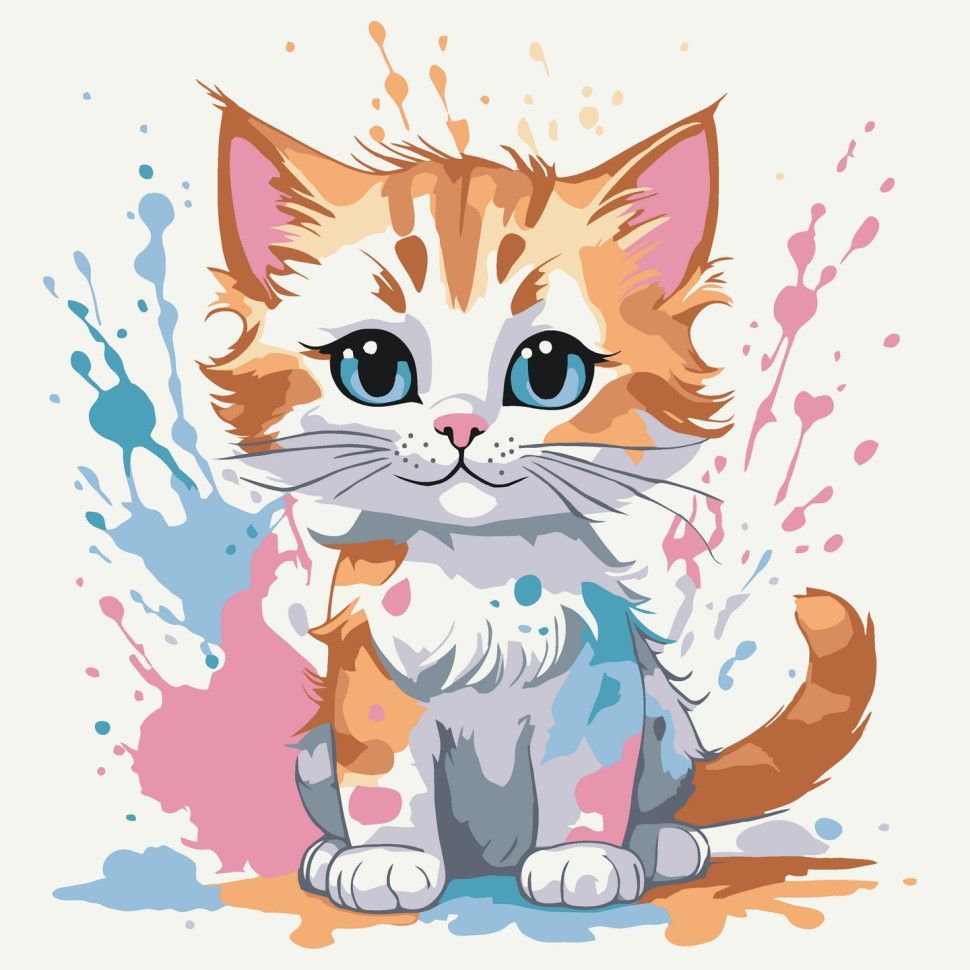 Картина по номерам "Кольоровий пухнастик" 30х30 см  фото 1