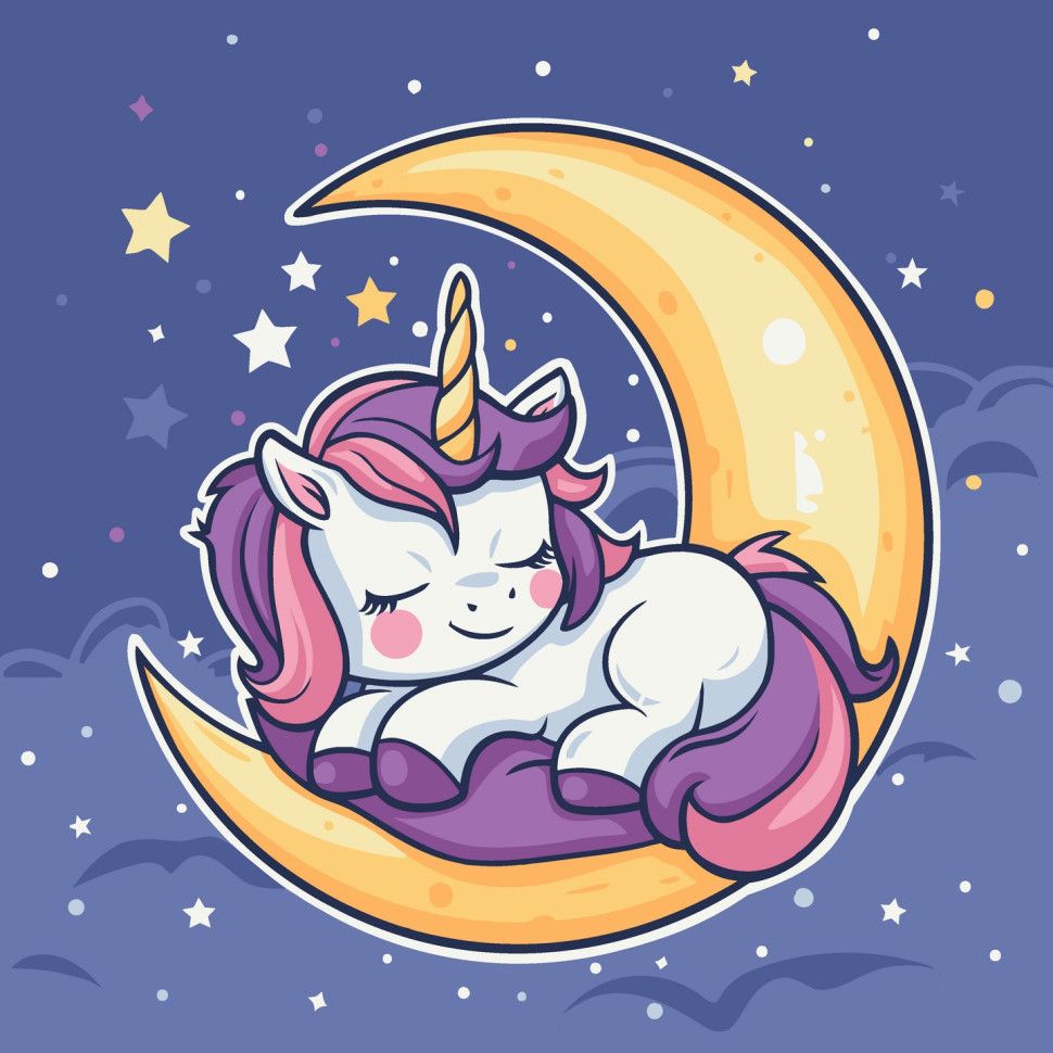 Картина по номерам "Єдиноріжка в зоряному сніх" 30х30 см  фото 1