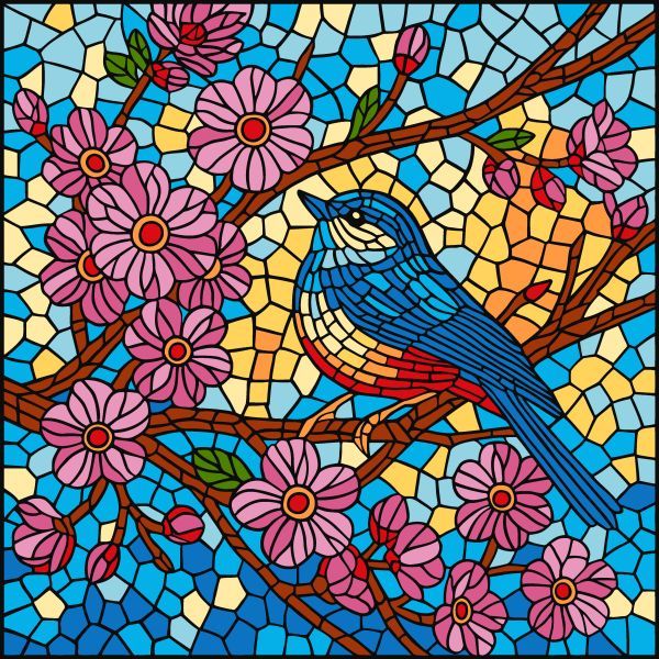 Картина за номерами - "Вітраж.  Синиця" ©art_selena_ua, 30х30см  фото 1