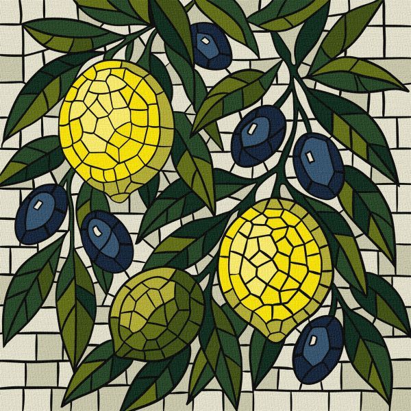 Картина за номерами - "Вітраж.  Лимони" ©art_selena_ua, 30х30см  фото 1