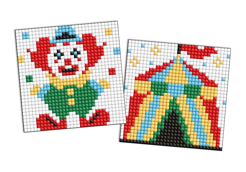 Алмазна мозаїка на стікері - "Професії.  Клоун", набір із 2 сюжетів, 9х9см  фото 1