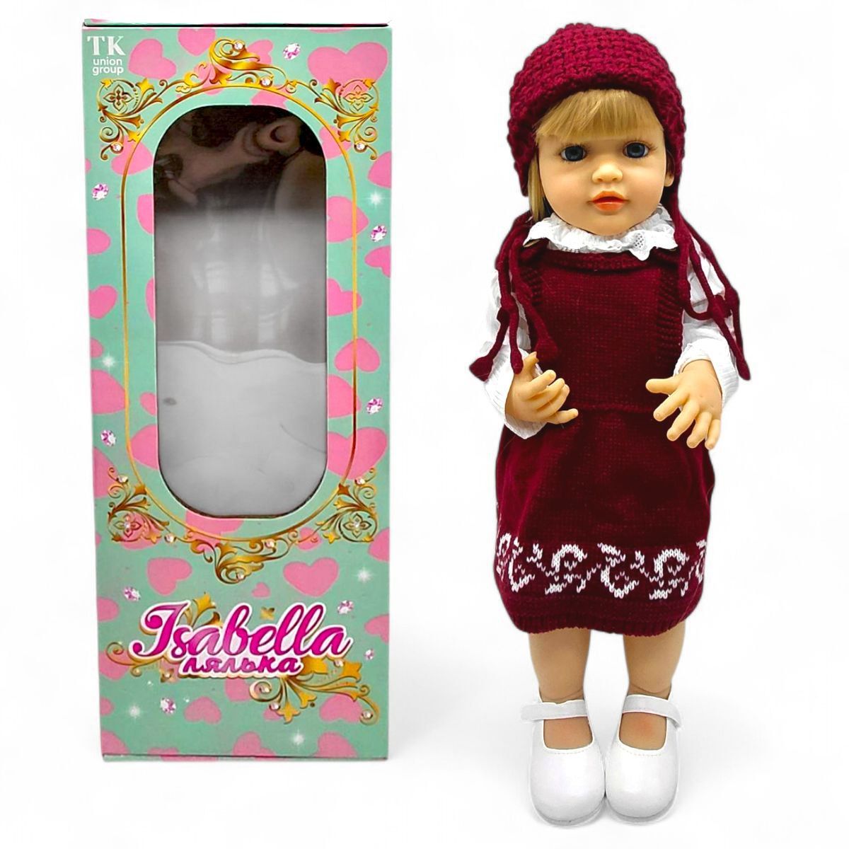 Кукла (высота: 50 см, резиновая, имитация стеклянных глаз, пустышка, бутылочка, памперс, шляпка, обувь)  фото 1