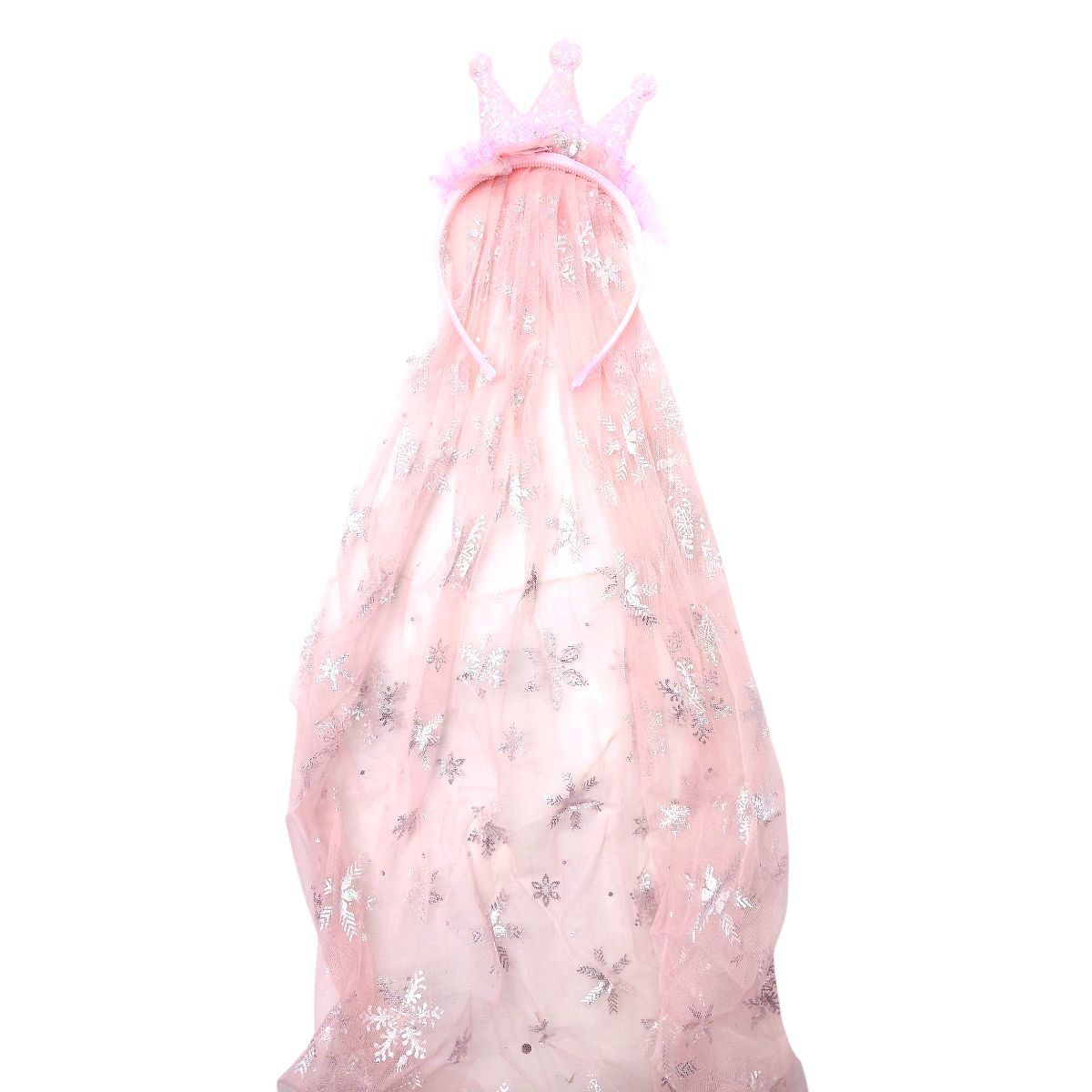 Новорічний обруч "Корона з фатином" рожевий 69 см  фото 1