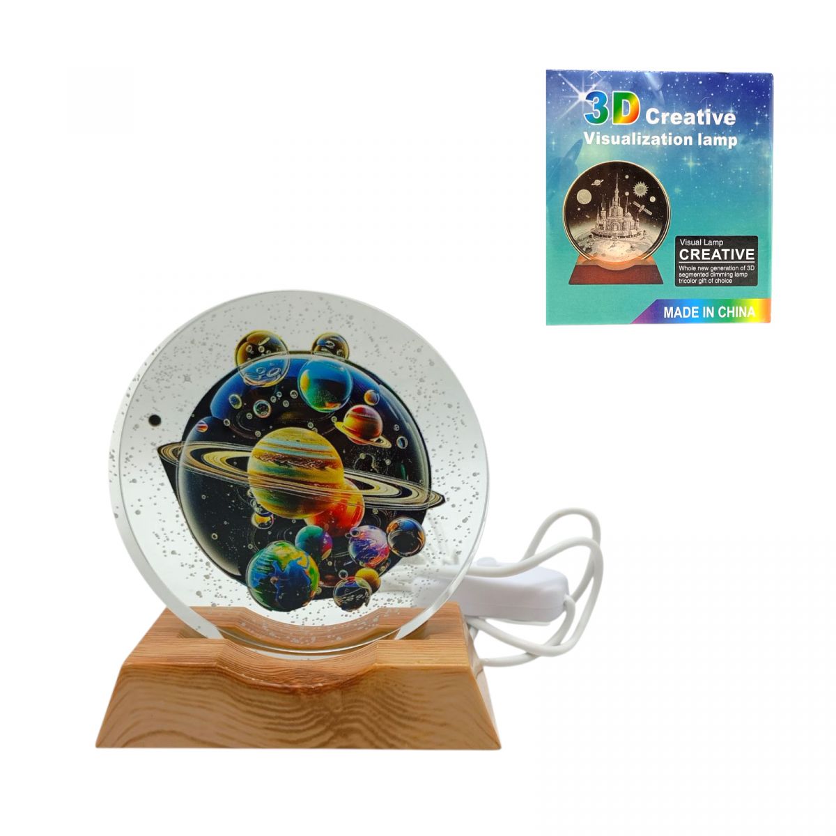 Нічник плоский скляний Планети 8 см  фото 1