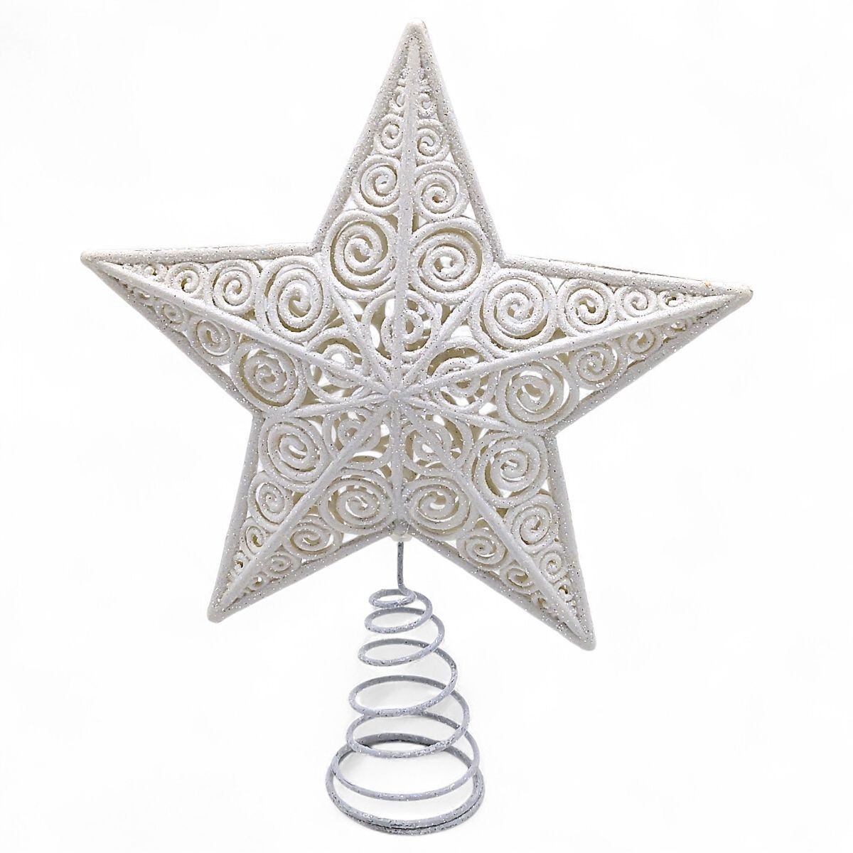 Верхівка для ялинки "Зірка", біла 23 см  фото 1