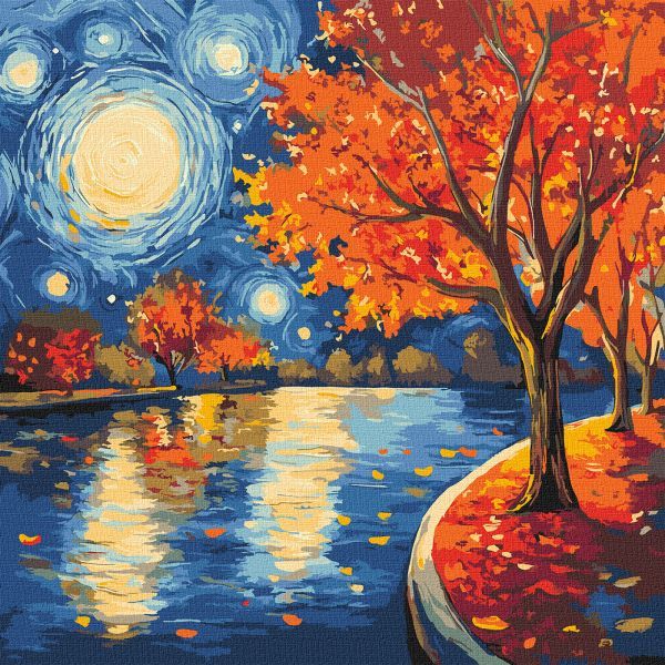 Картина за номерами - Осіння ніч 40х40 см.  фото 1