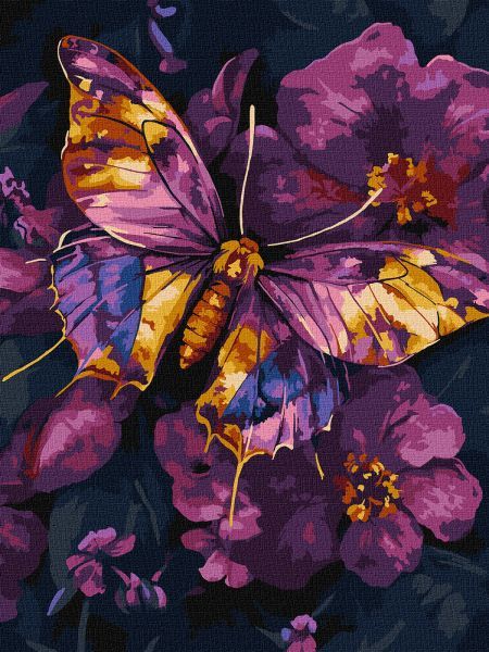 Картина за номерами - Золотий метелик з фарбами металік extra 30х40 см.  фото 1