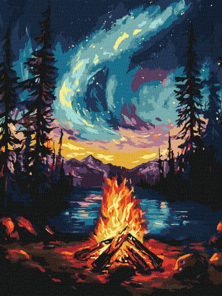 Картина за номерами - Північне сяйво з фарбами металік extra 30х40 см.  фото 1