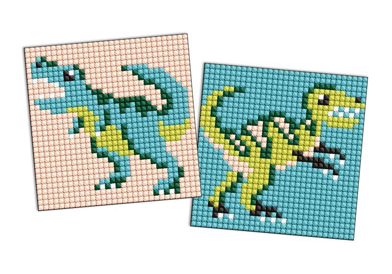 Алмазна мозаїка на стікері - "Юрський період.  Динозавр 4", набір із 2 сюжетів, 9х9см  фото 1