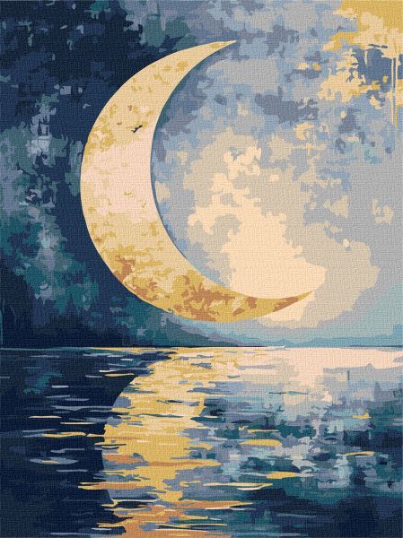 Картина за номерами - "Відбиток місяця" з фарбами металік extra ©art_selena_ua, 30х40см  фото 1