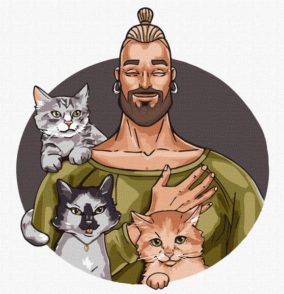 Картина за номерами - Три пухнастика 30х30 см.  фото 1