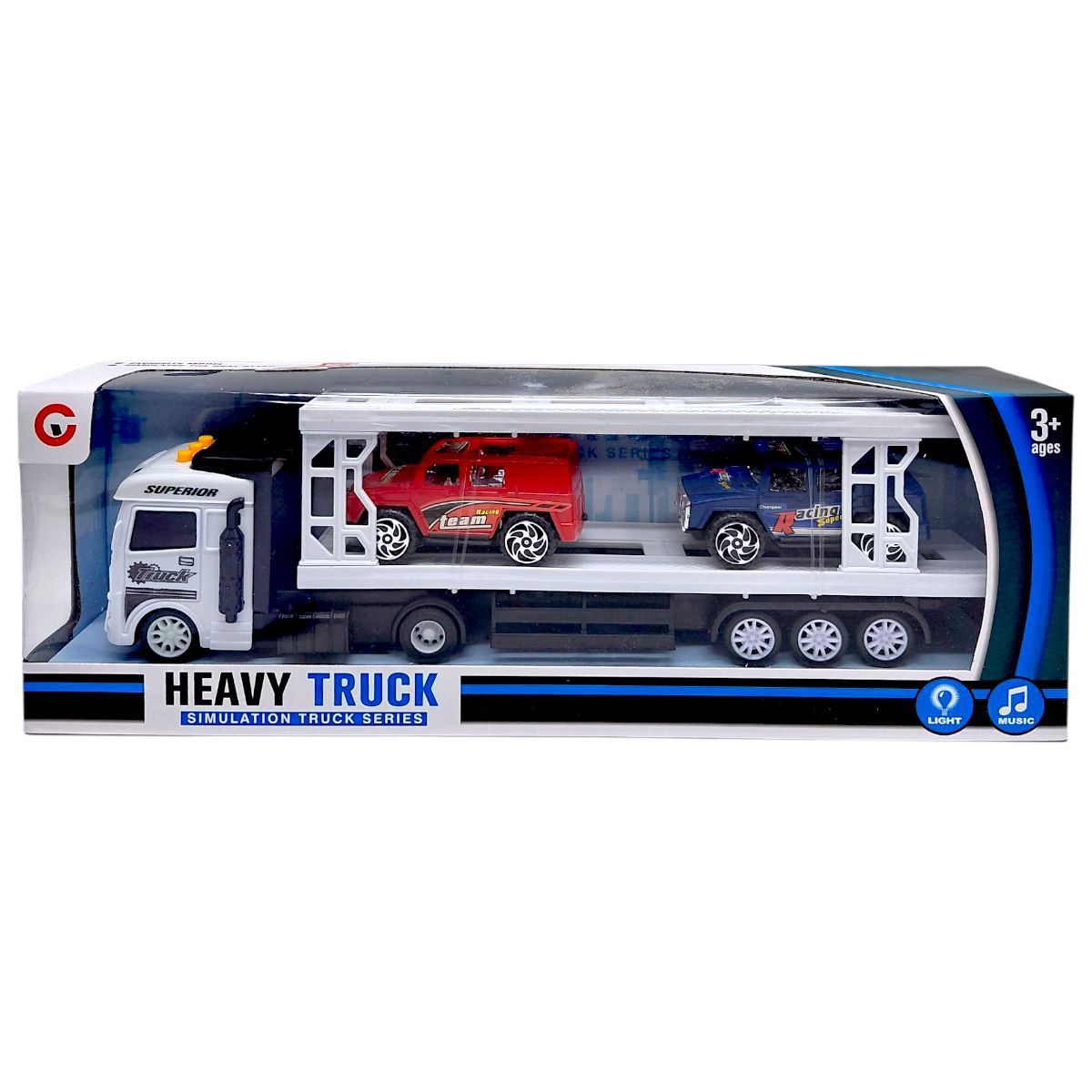 Автовоз інерційний (БІЛИЙ) коробка - 35х12,5х6 см  фото 1