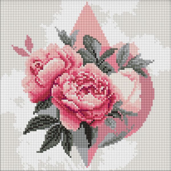 Алмазна мозаїка - Геометричні фігури з півоніями ©art_selena_ua, 30х30см  фото 1