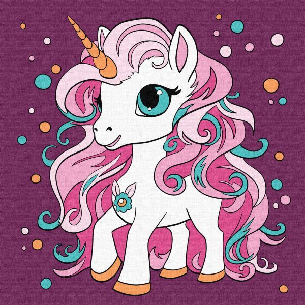 Картина за номерами - "Чарівна одноріжка" ©art_selena_ua, 25х25см  фото 1