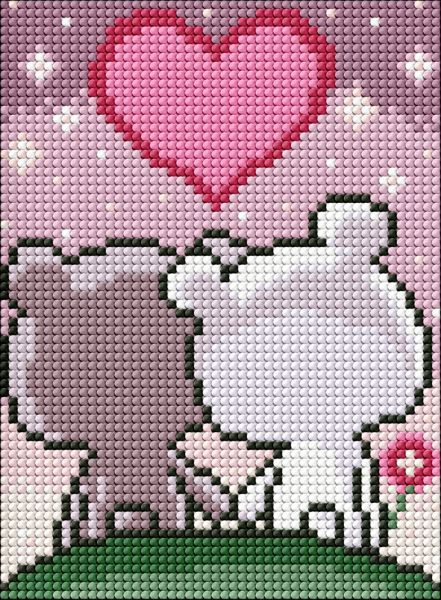 Алмазна мозаїка без підрамника - "Закохані ведмежата" ©Mariia Davydova, 15х20см  фото 1