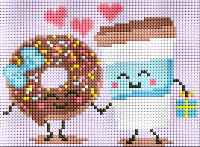 Алмазна мозаїка без підрамника - "Солодка пара" ©Mariia Davydova, 15х20см  фото 1