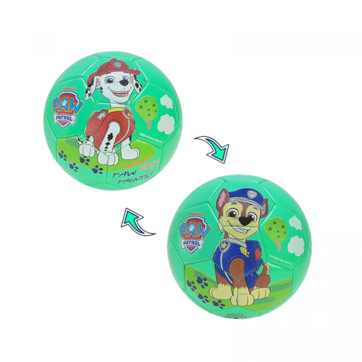Мяч футбольный №3, Paw Patrol PVC зеленый  фото 1