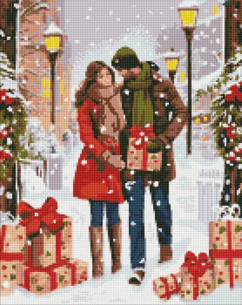 Алмазна мозаїка - "Обмін подарунками" з голограмними стразами (AB) ©art_selena_ua, 40х50см  фото 1